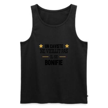 Un caviste ne vieillit pas il se bonifie - Débardeur bio Premium Homme - noir - Devant - Michal (187cm)
