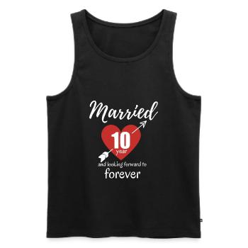 10. Hochzeitstag - Männer Premium Bio Tank Top - Schwarz - Vorne - Michal (187cm)