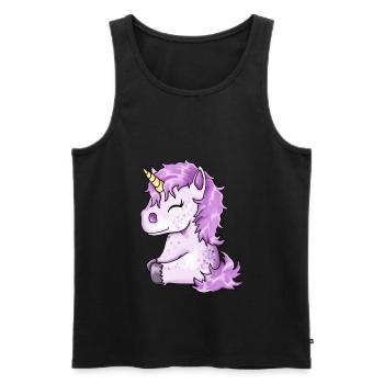 Cute pink unicorn foal - Men's Premium Organic Tank Top - black - Front - AI Model Male 178 light (178cm)