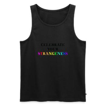 Celebrate your strangeness Geschenkidee LGBTQ+ - Männer Premium Bio Tank Top - Schwarz - Vorne - AI Model Male 178 light (178cm)