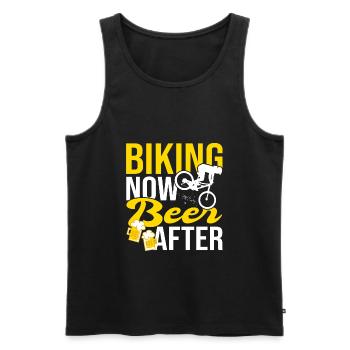 Faire du vélo maintenant de la bière après le vélo de montagne Sport bike - Débardeur bio Premium Homme - noir - Devant - AI Model Male 178 light (178cm)