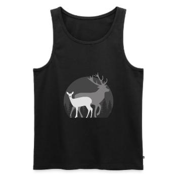 Chasse chasser chasseur de cerf biche chevreuil - Débardeur bio Premium Homme - noir - Devant - AI Model Male 178 light (178cm)