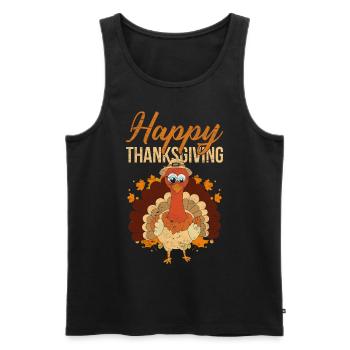 Vogel Frohes Erntedankfest Geschenk Truthahn - Männer Premium Bio Tank Top - Schwarz - Vorne - Michal (187cm)