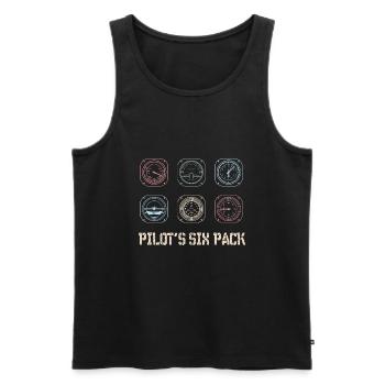 Pilot Flugzeug Fliegen Six Pack aircraft aviation - Männer Premium Bio Tank Top - Schwarz - Vorne - AI Model Male 178 light (178cm)