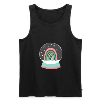 Schneekugel bunter Regenbogen Frohe Weihnachten - Männer Premium Bio Tank Top - Schwarz - Vorne - AI Model Male 178 light (178cm)