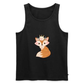 Mignon renard avec roses Renard femelle pour les filles - Débardeur bio Premium Homme - noir - Devant - Michal (187cm)