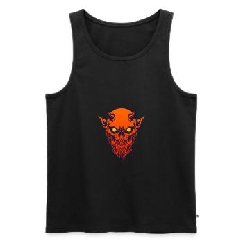 Devil Demon rouge avec la corne et la barbe - Débardeur bio Premium Homme - noir - Devant - AI Model Male 178 light (178cm)