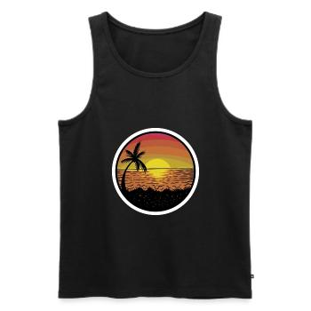 Beach Sunset Retro Sticker Meadow - Men's Premium Organic Tank Top - black - Front - Michal (187cm)