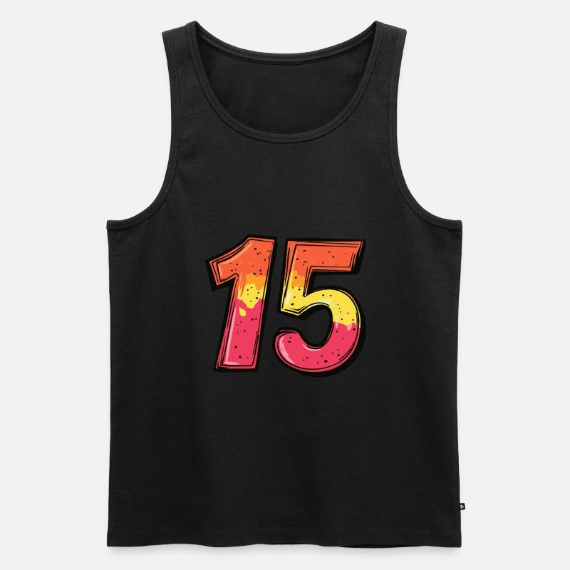 15 Zahl Comic - Männer Premium Bio Tank Top - Schwarz