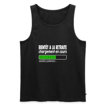 bientôt a la retraite ,retraite,départ,humour - Débardeur bio Premium Homme - noir - Devant - Michal (187cm)