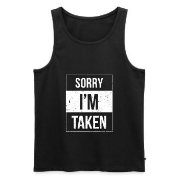 Ich bin vergeben - Männer Premium Bio Tank Top - Schwarz - Vorne - Michal (187cm)
