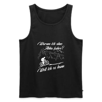 MTB - ohne Akku - weil ich es kann - Männer Premium Bio Tank Top - Schwarz - Vorne - AI Model Male 178 light (178cm)