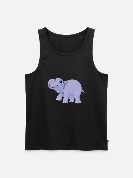 Hippopotame pygmée mignon - MiniHippo - Débardeur bio Premium Homme - noir