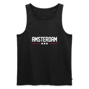AMSTERDAM | XXX - Men's Premium Organic Tank Top - black - Front - AI Model Male 178 light (178cm)