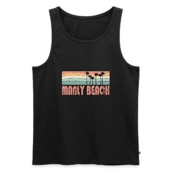 MANLY BEACH retro style - Männer Premium Bio Tank Top - Schwarz - Vorne - AI Model Male 178 light (178cm)
