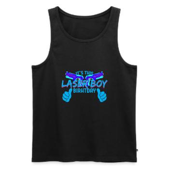 Lasertag - It's this laser boy birthday - Men's Premium Organic Tank Top - black - Front - AI Model Male 178 light (178cm)