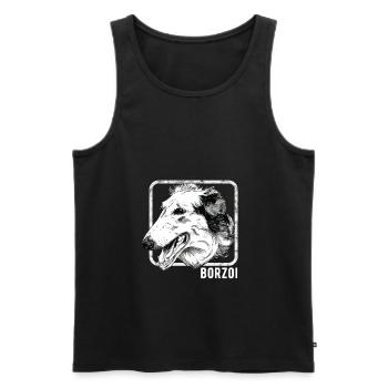 Chiens - Borzoi - Débardeur bio Premium Homme - noir - Devant - Michal (187cm)