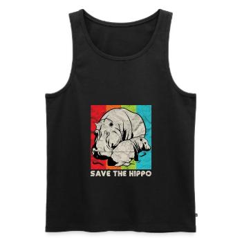 Protégez les hippopotames | hippopotame - Débardeur bio Premium Homme - noir - Devant - Michal (187cm)