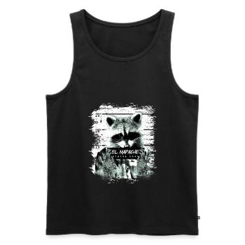 Cadeau imprimé animal El Mapache - Débardeur bio Premium Homme - noir - Devant - Michal (187cm)