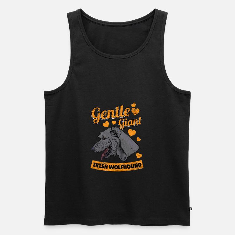 Irischer Wolfshund Herzen - Männer Premium Bio Tank Top - Schwarz