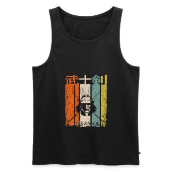 Samurai Retro Katana - Männer Premium Bio Tank Top - Schwarz - Vorne - AI Model Male 178 light (178cm)