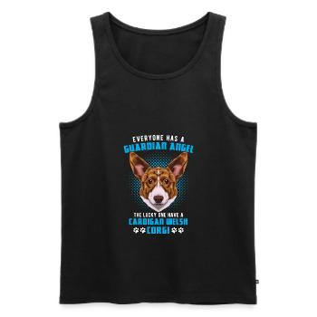 Cardigan Corgi Gallois - Débardeur bio Premium Homme - noir - Devant - AI Model Male 178 light (178cm)