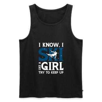 Je sais que je skie comme une fille - Skier Ski - Débardeur bio Premium Homme - noir - Devant - AI Model Male 178 light (178cm)