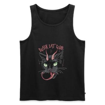 Black Cat Club - Schwarze Katze - Männer Premium Bio Tank Top - Schwarz - Vorne - AI Model Male 178 light (178cm)