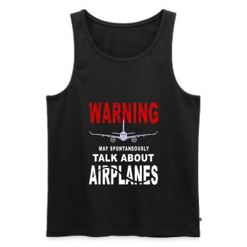Warning May Start Spontaneously Talk About - Männer Premium Bio Tank Top - Schwarz - Vorne - AI Model Male 178 light (178cm)