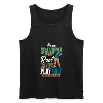 Grandpa Golfer - Funny Golf Grandpa - Männer Premium Bio Tank Top - Schwarz - Vorne - Michal (187cm)
