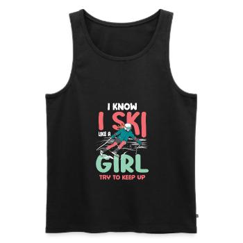 Je sais que je skie comme une fille - Skier Ski - Débardeur bio Premium Homme - noir - Devant - AI Model Male 178 light (178cm)