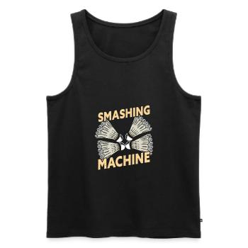 Smashing Machine Drôle de badminton Shuttlecock - Débardeur bio Premium Homme - noir - Devant - AI Model Male 178 light (178cm)