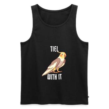 Tiel With It Funny Cockatiel Bird Parrot - Men's Premium Organic Tank Top - black - Front - AI Model Male 178 light (178cm)