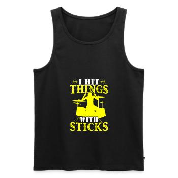 I Hit Things With Sticks Frunny Drummer - Débardeur bio Premium Homme - noir - Devant - Michal (187cm)