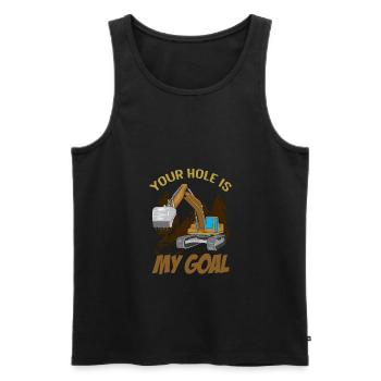 Votre trou est mon objectif Drôle d’excavatrice lourde - Débardeur bio Premium Homme - noir - Devant - AI Model Male 178 light (178cm)