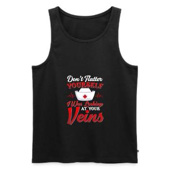 Funny Phlebotomy Saying Looking At Your Veins - Männer Premium Bio Tank Top - Schwarz - Vorne - AI Model Male 178 light (178cm)