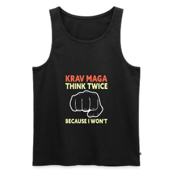 Krav Maga Think Twice Because I Won't - Männer Premium Bio Tank Top - Schwarz - Vorne - Michal (187cm)