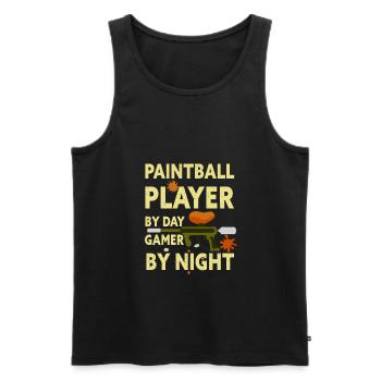 Paintball Player By Day Gamer By Night - Männer Premium Bio Tank Top - Schwarz - Vorne - AI Model Male 178 light (178cm)
