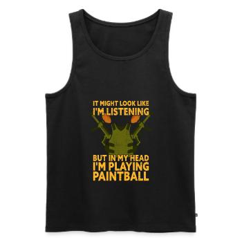 In My Head I'm Playing Paintball Funny Paintball - Männer Premium Bio Tank Top - Schwarz - Vorne - Michal (187cm)
