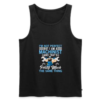 Funny Machinist Machine Operator - Men's Premium Organic Tank Top - black - Front - AI Model Male 178 light (178cm)