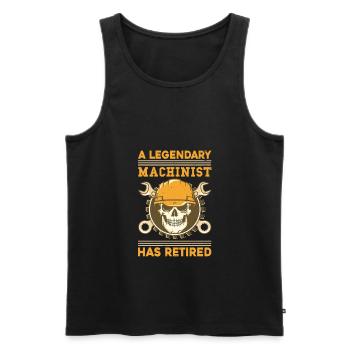 Un machiniste légendaire a pris sa retraite d’opérateur de machine - Débardeur bio Premium Homme - noir - Devant - AI Model Male 178 light (178cm)