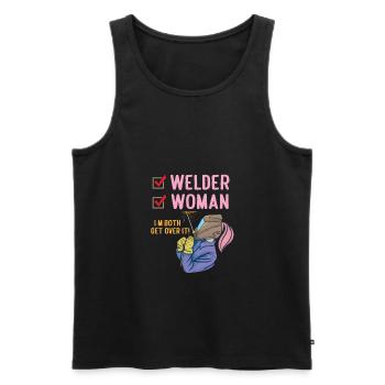 Femme soudeuse Je suis tous les deux Get Over It Drôle de soudage - Débardeur bio Premium Homme - noir - Devant - Michal (187cm)