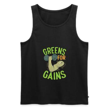 Greens For Gains Vegetarian Vegan Fitness - Männer Premium Bio Tank Top - Schwarz - Vorne - Michal (187cm)