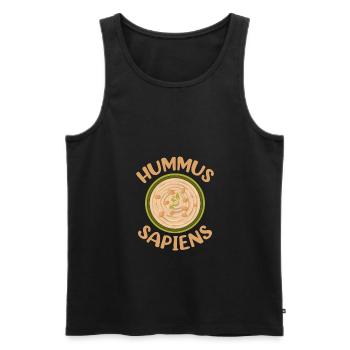 Hummus Sapiens Funny Vegan Vegetarian Veganism - Men's Premium Organic Tank Top - black - Front - AI Model Male 178 light (178cm)