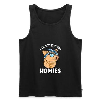 Je ne mange pas mes homies végétalien végétarien amour animal - Débardeur bio Premium Homme - noir - Devant - Michal (187cm)