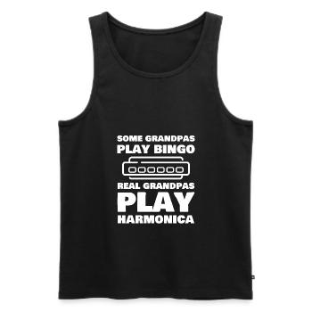 Harmonica Grandpa Funny Harmonica Player - Männer Premium Bio Tank Top - Schwarz - Vorne - Michal (187cm)