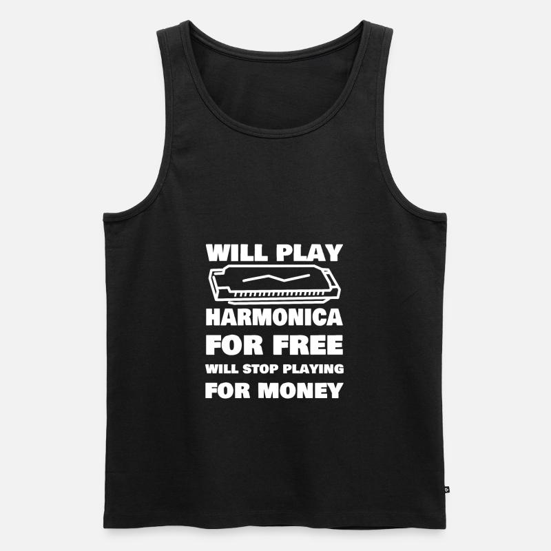 Funny Harmonica Saying Harmonica Player - Männer Premium Bio Tank Top - Schwarz