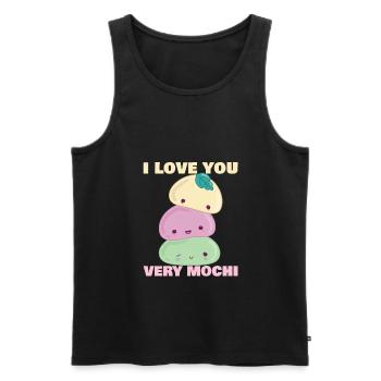 I Love You Very Mochi Funny Japanese Mochi Dessert - Men's Premium Organic Tank Top - black - Front - AI Model Male 178 light (178cm)