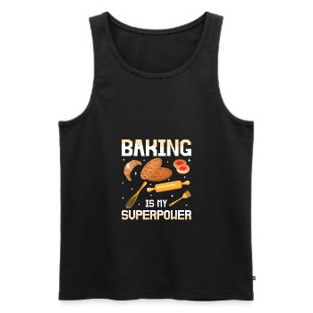 Baking Is My Superpower Funny Baker - Men's Premium Organic Tank Top - black - Front - AI Model Male 178 light (178cm)