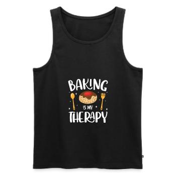 La cuisson est ma thérapie Drôle boulanger - Débardeur bio Premium Homme - noir - Devant - Michal (187cm)